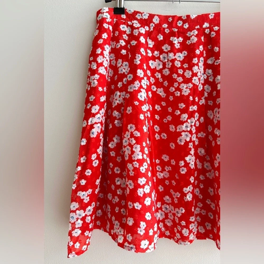 Banana Republic Floral Mini Skater Skirt, Red/White, Size 4, NWT